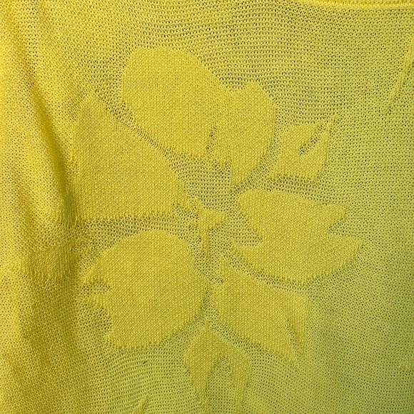 Soft Surroundings Sweater Womens Large Yellow Textured Floral Lightweight - Picture 3 of 10
